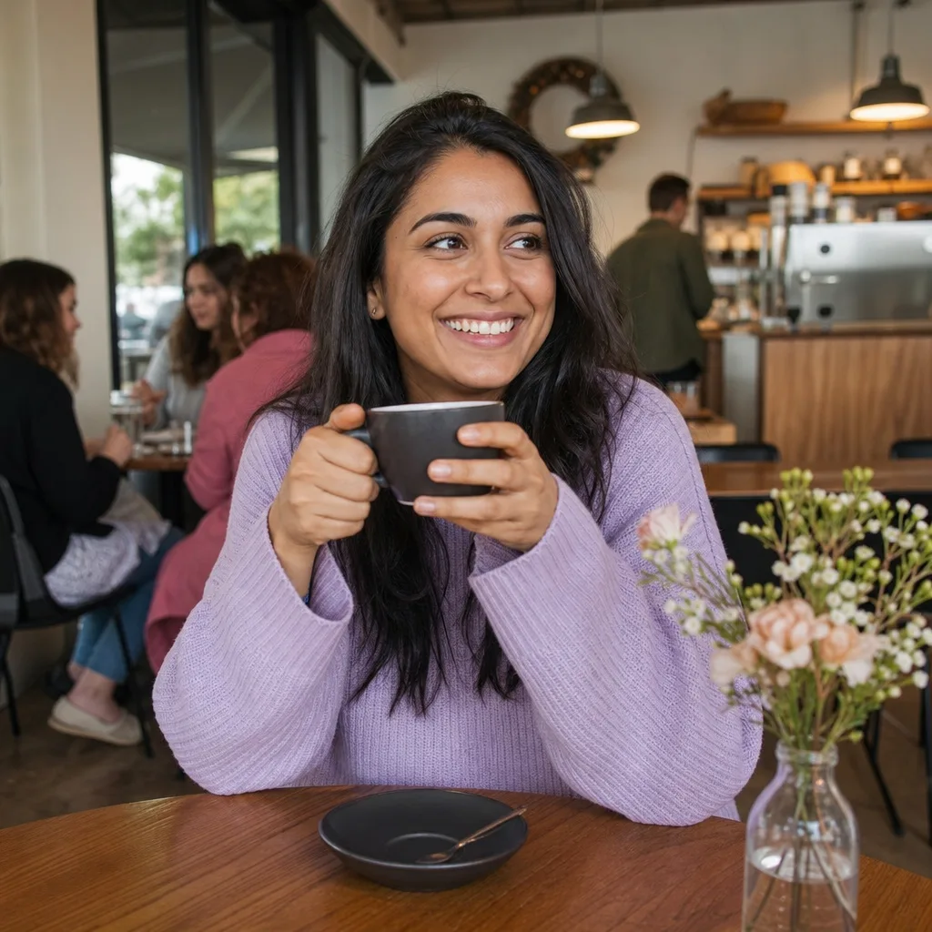 Two women talking at a relaxed local café